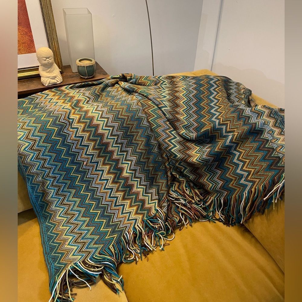 Bedford Cottage Chevron Throw Blanket Fringe